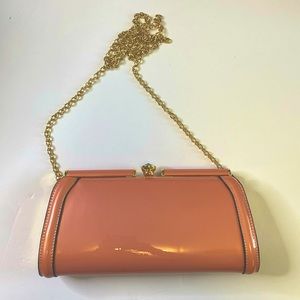 Peach Pink Patent Crossbody Bag w/ Detachable Gold Chain NWOT